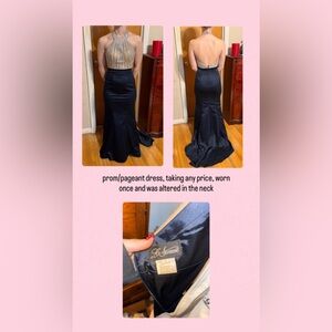 La Femme Midnight Blue Prom Dress